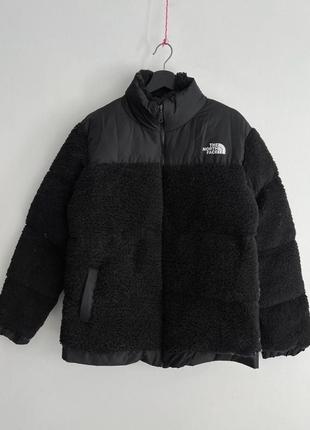 Куртка зимняя унисекс тедди в стиле the north face черная