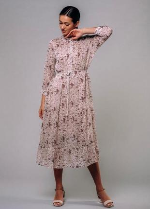 Платье женское в принт цветов arjen бежевое1 фото