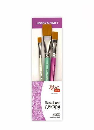 Набір синтетичних пензлів 3 штуки, rosa talent (плоска № 6,16,24)