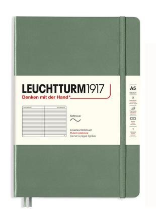 Блокнот leuchtturm1917 smooth colours, средний, мягкая обложка, olive, линия (365505)