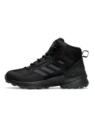 Кроссовки мужские зимние черные adidas terrex swift r gore tex fur all black