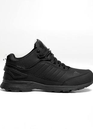 Кроссовки мужские зимние черные adidas gore-tex winter black термо на меху натуральный нубук