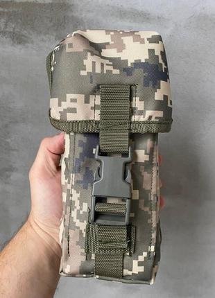 Военный закрытый подсумок на бронежилет подсумок двойной закрытый сумка для рожков ак в пиксельном оформлени9 фото