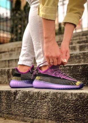 Кроссовки женские, мужские adidas yeezy boost 350, фиолетовые (адидас изи буст, адидасы)5 фото
