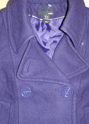 Пальто h&m фиолетовое короткое стильное шерсть s германия 44рр весна осень3 фото