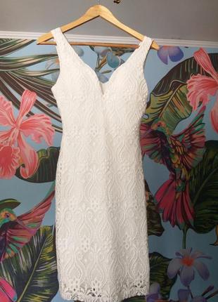 Платье сарафан белое кружево zara h&m mango3 фото