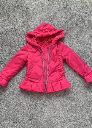 Курточка-шубка демисезонная, двусторонняя для девочек.2 фото