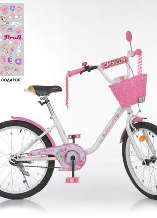 Велосипед дитячий двоколісний з кошиком ballerina profi y2085-1,колеса 20 дюймів1 фото