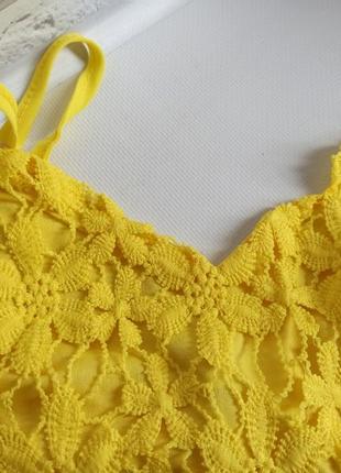 Блуза майка лимонного кольору жовта мереживо крута річна яскрава6 фото