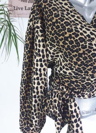 Леопардовая блуза на запах. леопардовая блуза.топ в леопардовый принт. шифоновая блуза4 фото