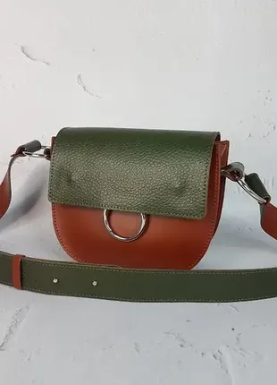 Сумка женская "рута" натуральная кожа, хаки/агональная глина