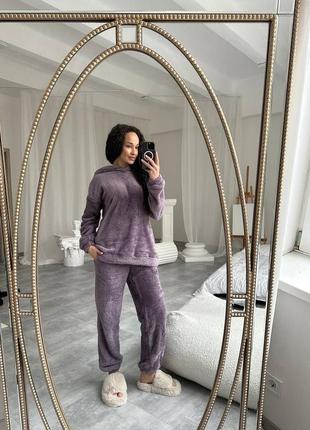 Домашний махровый костюм махровая пижама кофта худи + штаны4 фото