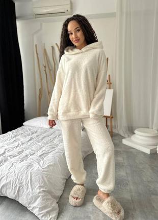Домашний махровый костюм махровая пижама кофта худи + штаны6 фото