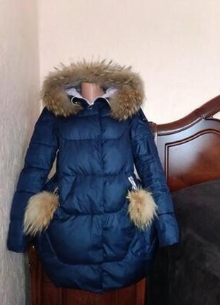 Пуховик куртка курточка chanevia с натуральным мехом4 фото