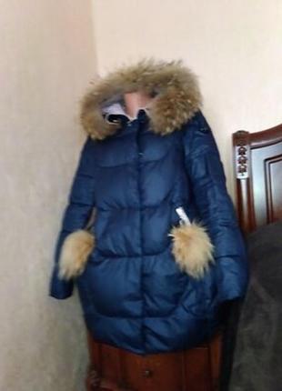 Пуховик куртка курточка chanevia с натуральным мехом2 фото