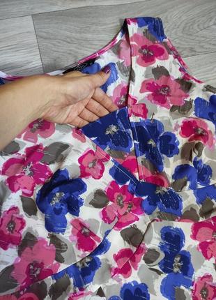 Шикарне плаття міді максі сарафан літнє принт квіти нарядне батал4 фото