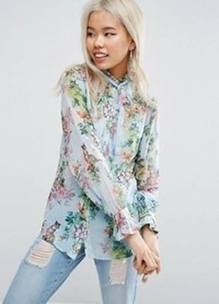 Блуза asos с цветочно-тигровым принтом.1 фото