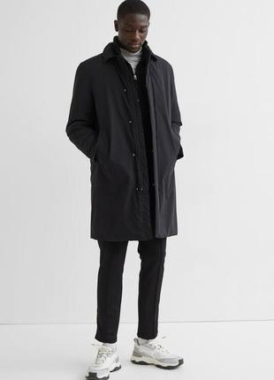 Водоотталкивающее полупальто мужское черное стильное фирменное трендовое h&m