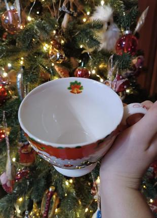 Чашка, кружка, горнятка на ножке, новогодняя, резьбовая9 фото