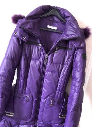 Куртка удлиненная натуральный пух фиолетовая2 фото