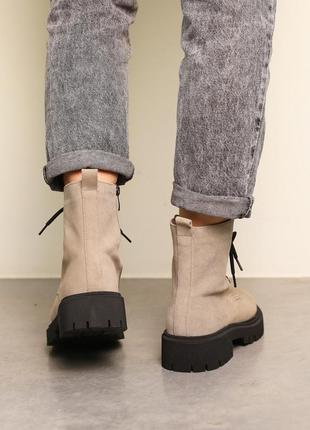 Ботинки женские замшевые серые10 фото