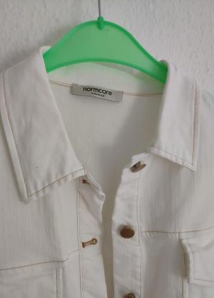 Куртка белая джинсовая, светлая, котоновая, l4 фото