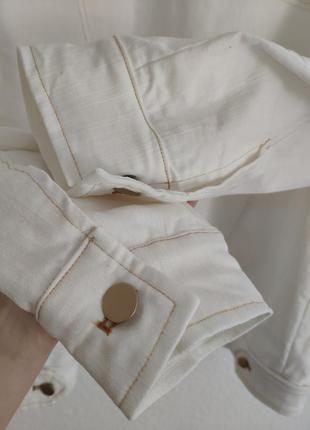Куртка белая джинсовая, светлая, котоновая, l7 фото