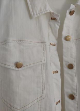 Куртка белая джинсовая, светлая, котоновая, l6 фото