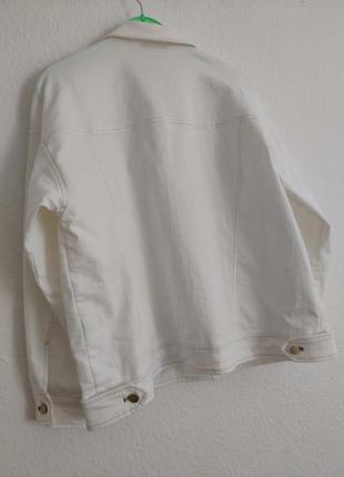 Куртка белая джинсовая, светлая, котоновая, l9 фото