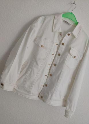 Куртка белая джинсовая, светлая, котоновая, l3 фото
