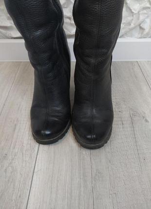 Женские зимние сапоги valure высокие чёрные натуральная кожа толстый каблук размер 382 фото