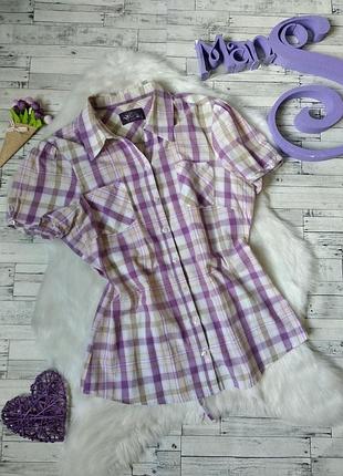 Блузка женская в клетку сиреневая