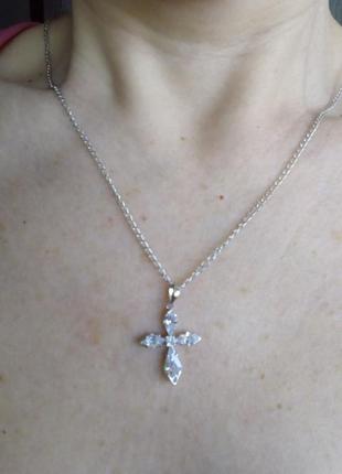 Серебряный крестик # родированый  крест - серебро 925" лот 1158 фото