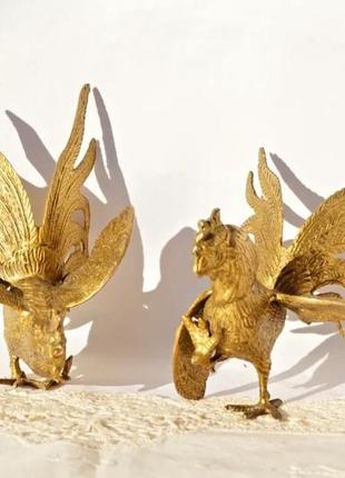 Шикарна колекційна композиція з двох півнів! вінтаж! italy! чудова робота, тонка...