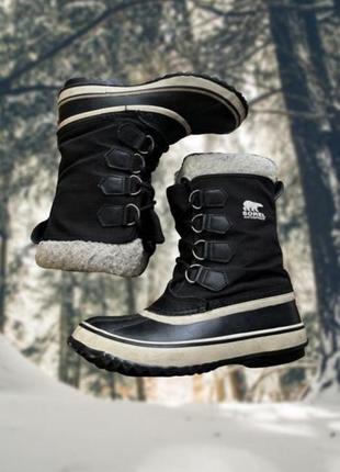 Зимові шкіряні чоботи sorel waterproof hand crafted natural rubber оригінальні високі чорні