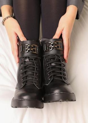 Ботинки зимние кожаные черные3 фото