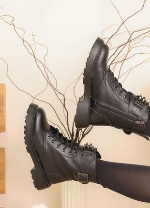 Ботинки зимние кожаные черные4 фото