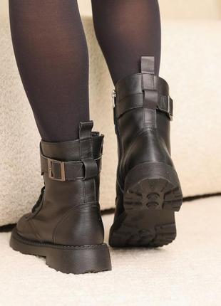 Ботинки зимние кожаные черные6 фото