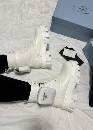 Брендовая обувь prada boots premium zip pocket white3 фото