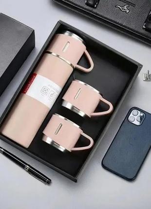 Подарунковий набір термос із вакуумною ізоляцією vacuum flask set вакуумний термос для чаю 3 чашки