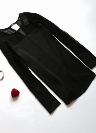 Чёрная сатиновая блуза