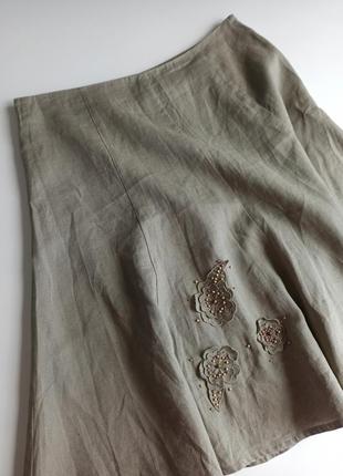 Красивый качественный костюм жакет / пиджак / юбка миди из натуральной ткани лен6 фото