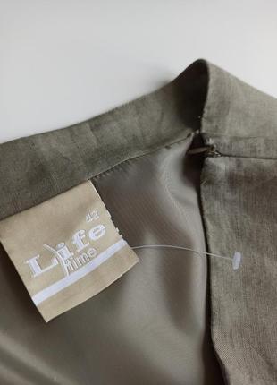 Красивый качественный костюм жакет / пиджак / юбка миди из натуральной ткани лен7 фото
