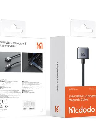 Кабель для macbook mcdodo 140w usb-c to magsafe 3 magnetic cable 2 m2 фото