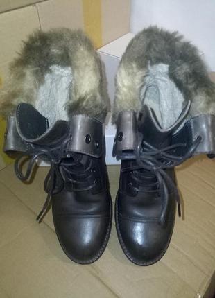 Тёплые женские ботинки на шнурках roberto santi (зима, кожа, италия) #12854 фото
