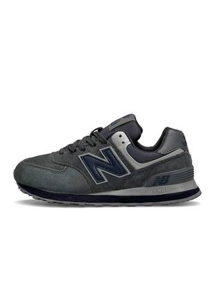 Женские кроссовки new balance 574 premium dark gray navy