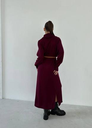 Плаття жіноче бордове довге ангорове тепле платье женское бордовое оверсайз длиное ангоровое тёплое4 фото