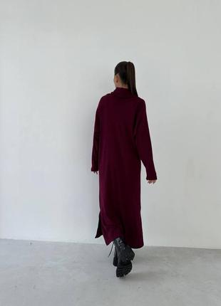 Плаття жіноче бордове довге ангорове тепле платье женское бордовое оверсайз длиное ангоровое тёплое5 фото
