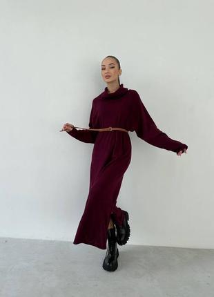 Сукня жіноча бордова довга ангорова тепла oversize3 фото