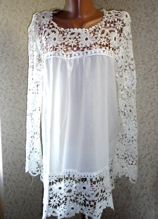 Белая блуза р.14  (ог 108, рук.68,пл.48)